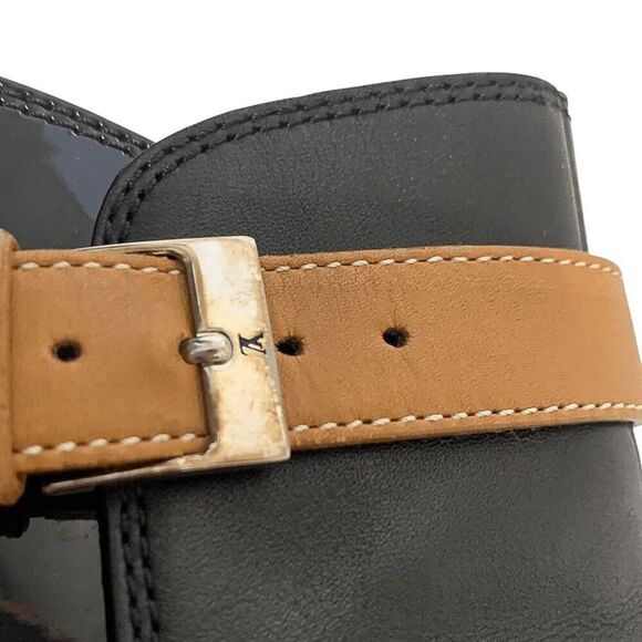 Louis Vuitton Monogram Patent Leather Boots EU 38.5 US 8.5 Black Ankle Booties - Picture 11 of 12